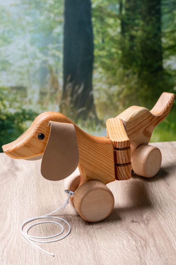 Wackeldackel aus Holz zum Nachziehen Mode