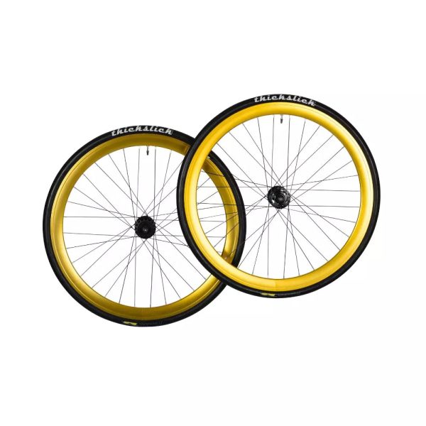 bonvelo Laufradsatz Gold auf Freedom Thickslick Mänteln Im Angebot