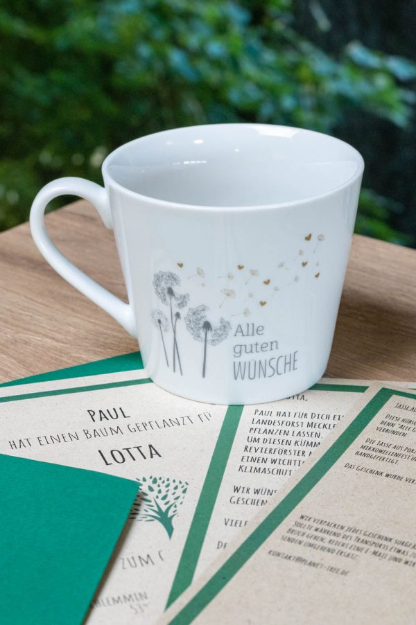 Tasse aus Porzellan  Alle guten Wünsche  Rabatt