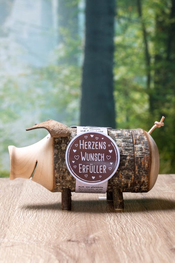 Herzenswunscherfüller - Sparschwein Rudi aus Holz Jetzt online