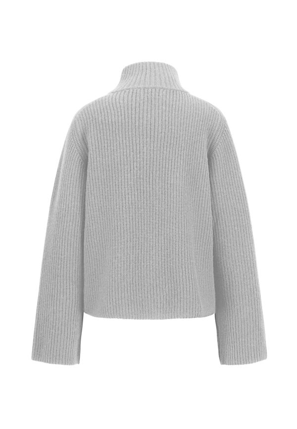 Strickjacke aus Wolle mit Stehkragen Rabatt – Bild 4