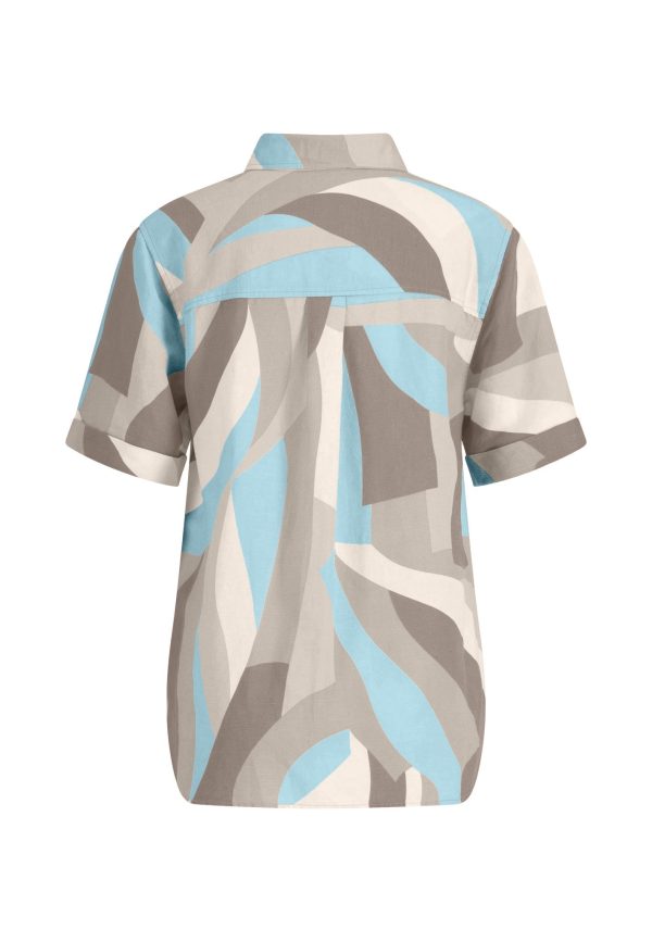 Kurzarm Bluse aus Leinen-Viskose-Mix mit Alloverprint Rabatt – Bild 2