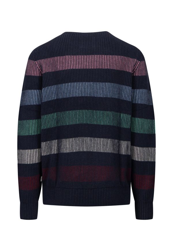 Pullover aus Baumwoll-Mix mit Streifenmusterung Verkauf – Bild 2