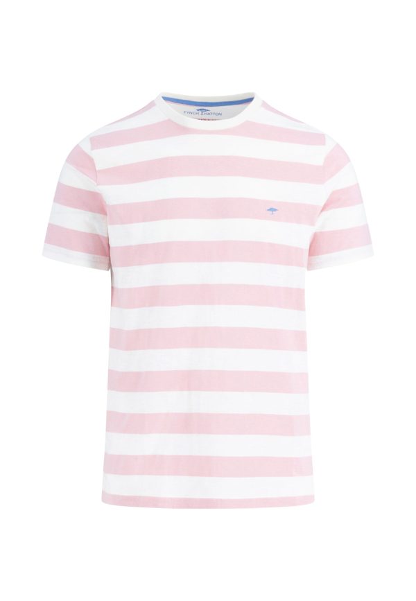 T-Shirt aus Baumwolle mit Rundhalsausschnitt und Streifen Schn?ppchen