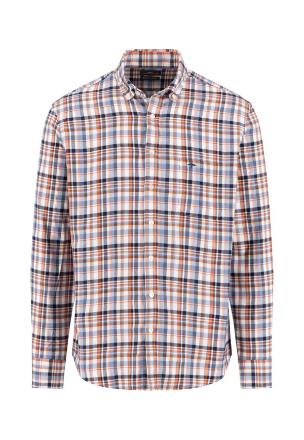 Langarmhemd aus Baumwolle mit Karomuster und Button-down-Kragen Mode