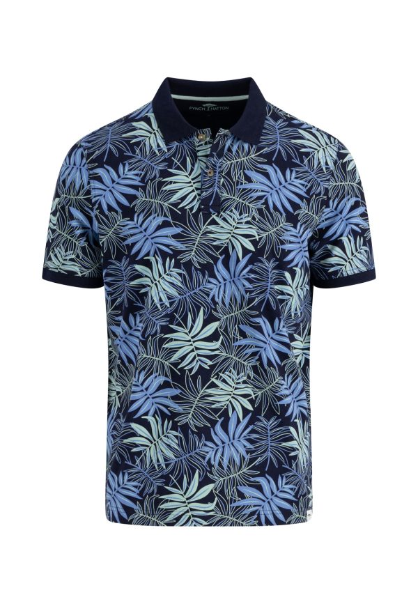 Poloshirt aus Baumwolle mit Allover-Print und Kontrastkragen Verkauf