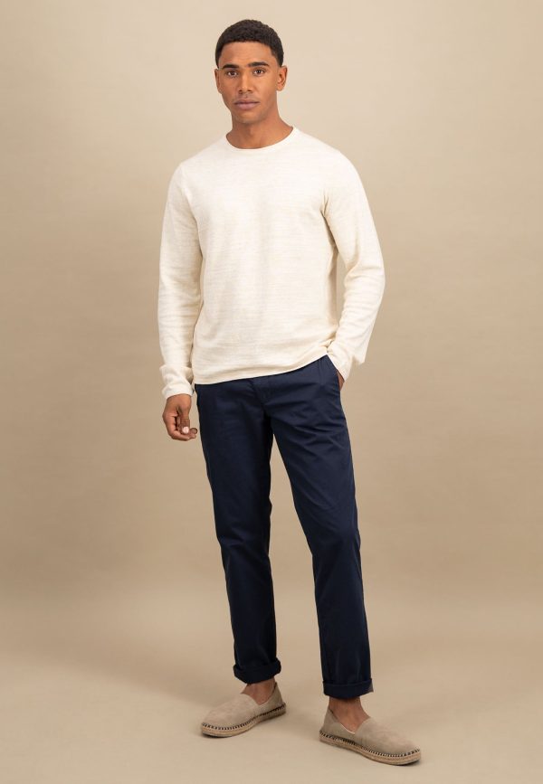 Melierter Strickpullover aus Baumwolle mit Rundhalsausschnitt Zu verkaufen – Bild 2