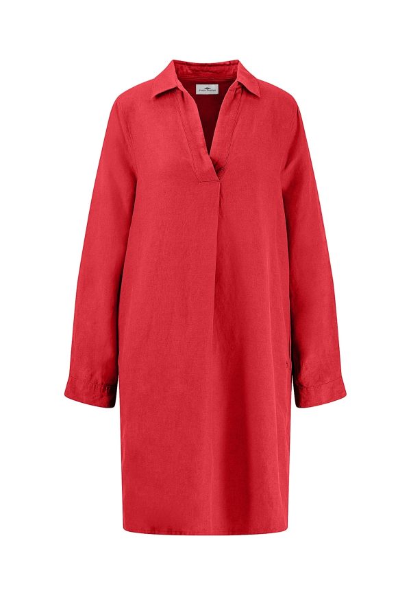Midikleid aus Leinen-Viskose-Mix mit V-Ausschnitt und Bindegürtel Rabatt – Bild 5