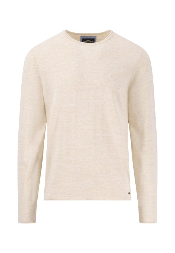 Melierter Strickpullover aus Baumwolle mit Rundhalsausschnitt Zu verkaufen – Bild 5