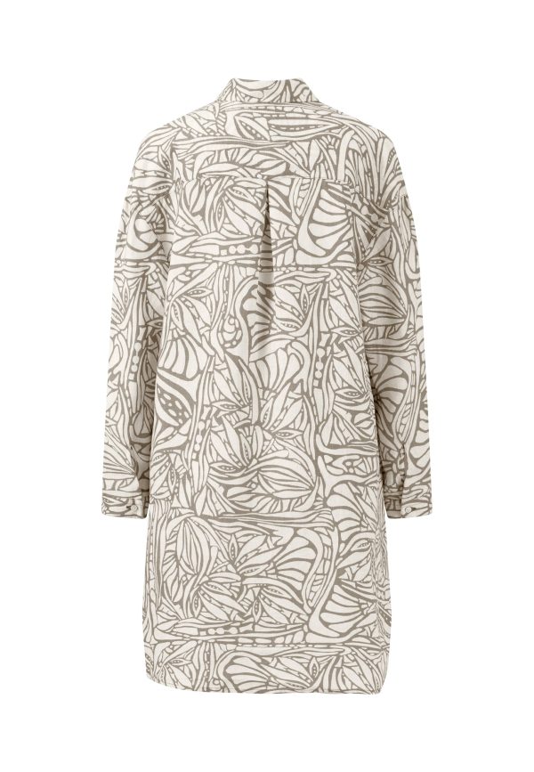 Hemdkleid aus Leinen mit botanischem Print Verkauf – Bild 4