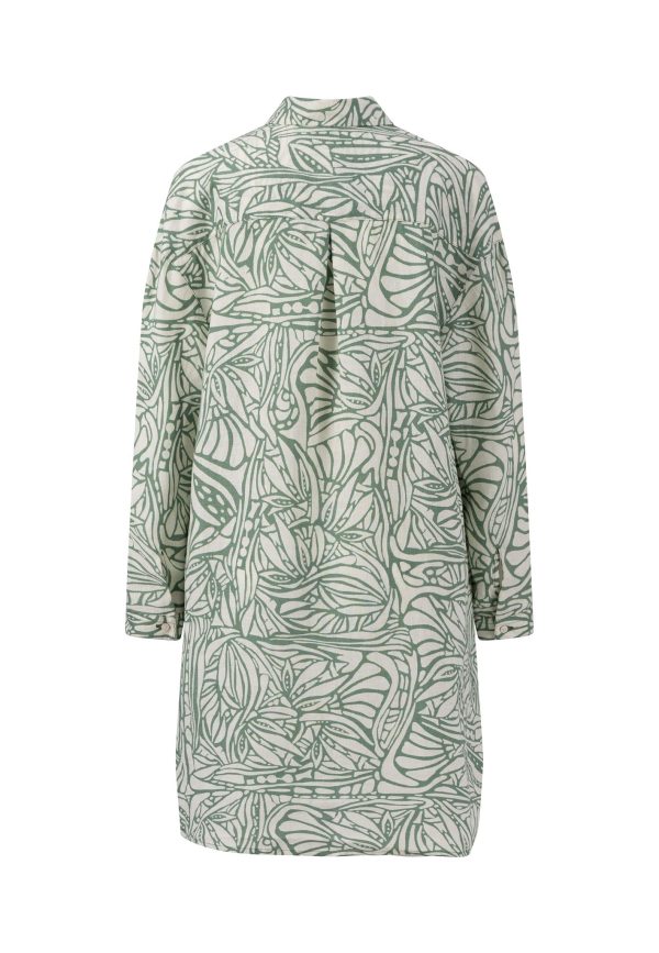 Hemdkleid aus Leinen mit botanischem Print Verkauf – Bild 2