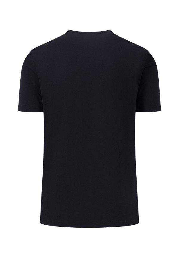 T-Shirt aus Baumwolle mit V-Ausschnitt und Logo-Stickerei Mode – Bild 4