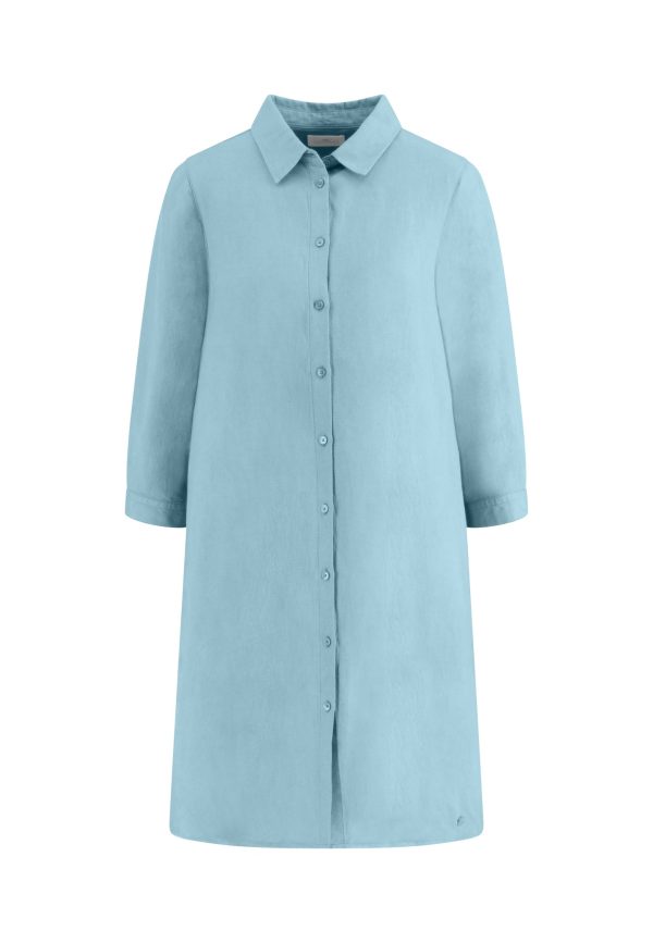 Hemdkleid aus Leinen-Viskose-Mix mit Kentkragen Verkauf
