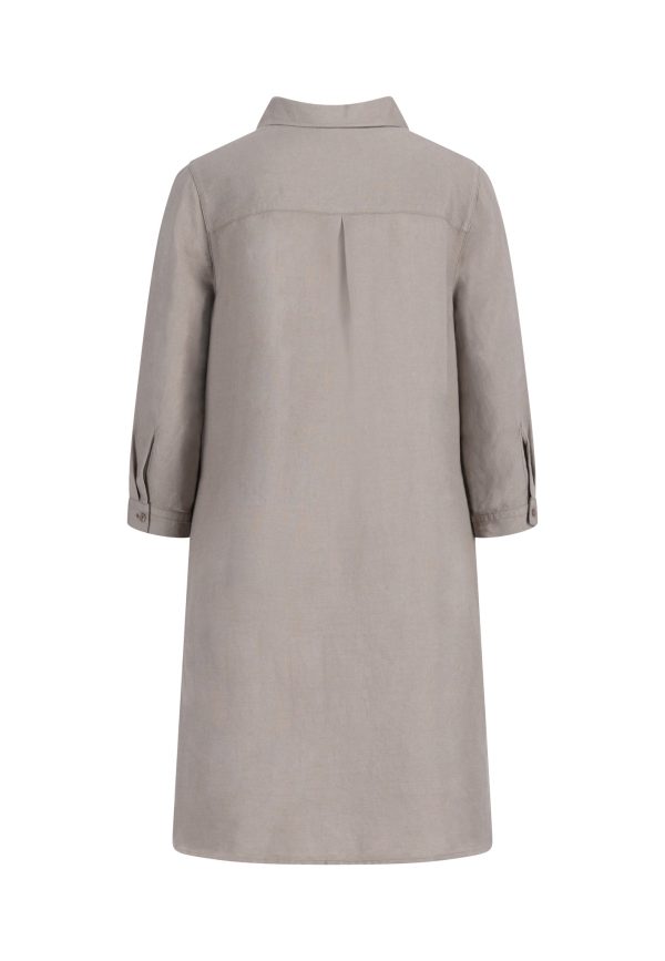 Hemdkleid aus Leinen-Viskose-Mix mit Kentkragen Verkauf – Bild 4