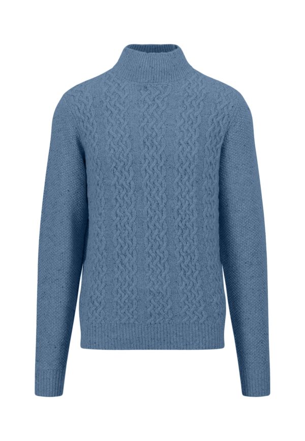 Pullover aus Wollmix mit Zopfmuster und Stehkragen Schn?ppchen – Bild 3