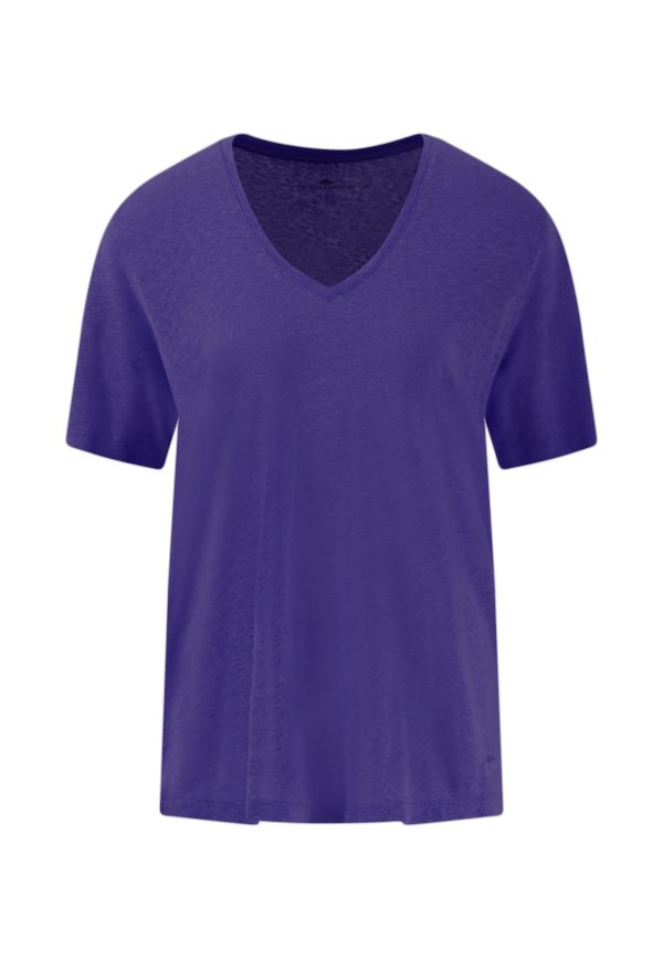 T-Shirt aus Leinen-Viskose-Mix mit V-Ausschnitt Jetzt online – Bild 5