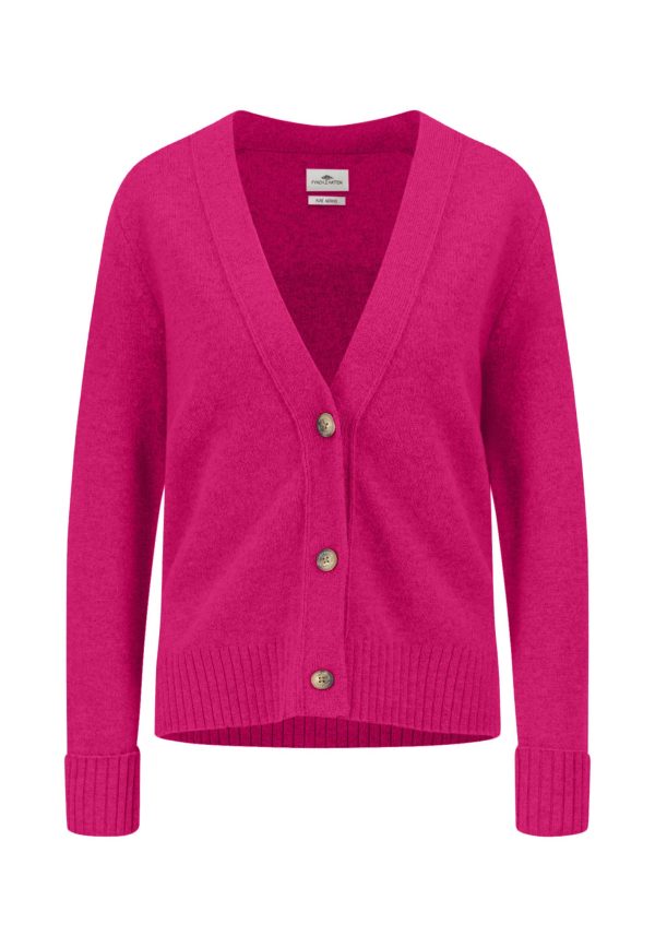Strickjacke aus reiner Wolle mit V-Ausschnitt und Knopfleiste Verkauf – Bild 5