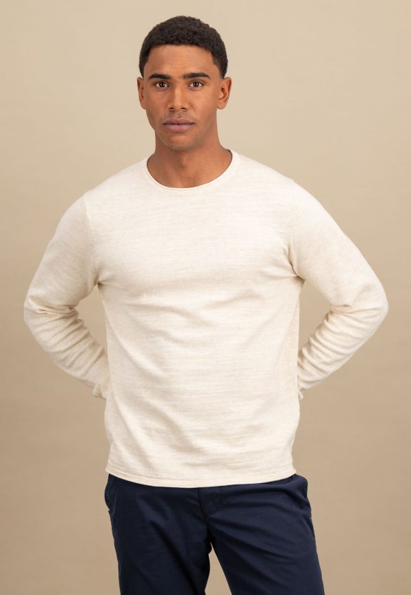 Melierter Strickpullover aus Baumwolle mit Rundhalsausschnitt Zu verkaufen
