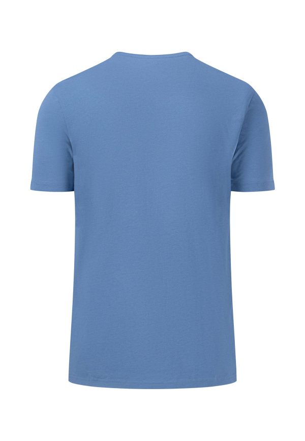 T-Shirt aus Baumwolle mit V-Ausschnitt und Logo-Stickerei Mode – Bild 2