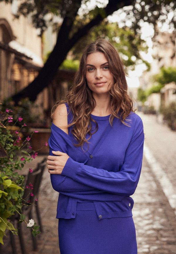 Feinstrickjacke aus Viskose-Mix mit Knöpfen Online-Schn?ppchen