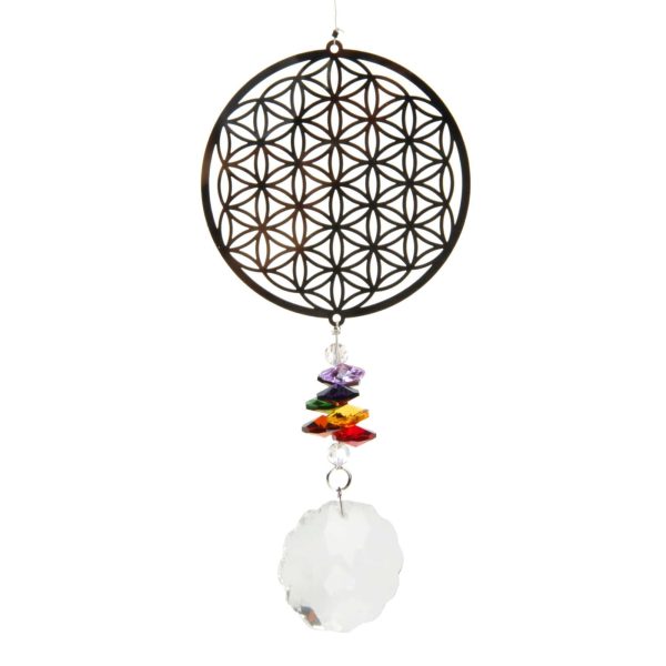 Windspiel  Blume des Lebens  mit bunten Ziersteinen Im Angebot