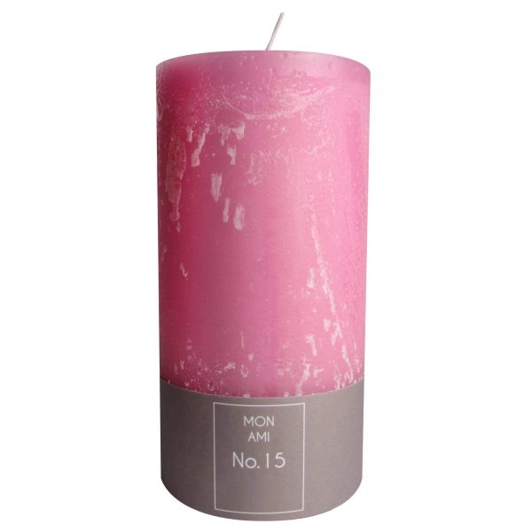 Stumpenkerze Mon Ami Rustique, Paraffin, Rosa, Höhe 20cm, Ø 10cm Mode