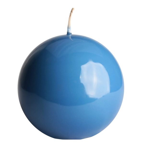 Kugelkerze Blau Gelackt, Paraffinwachs (Ø = 8cm) Rabatt